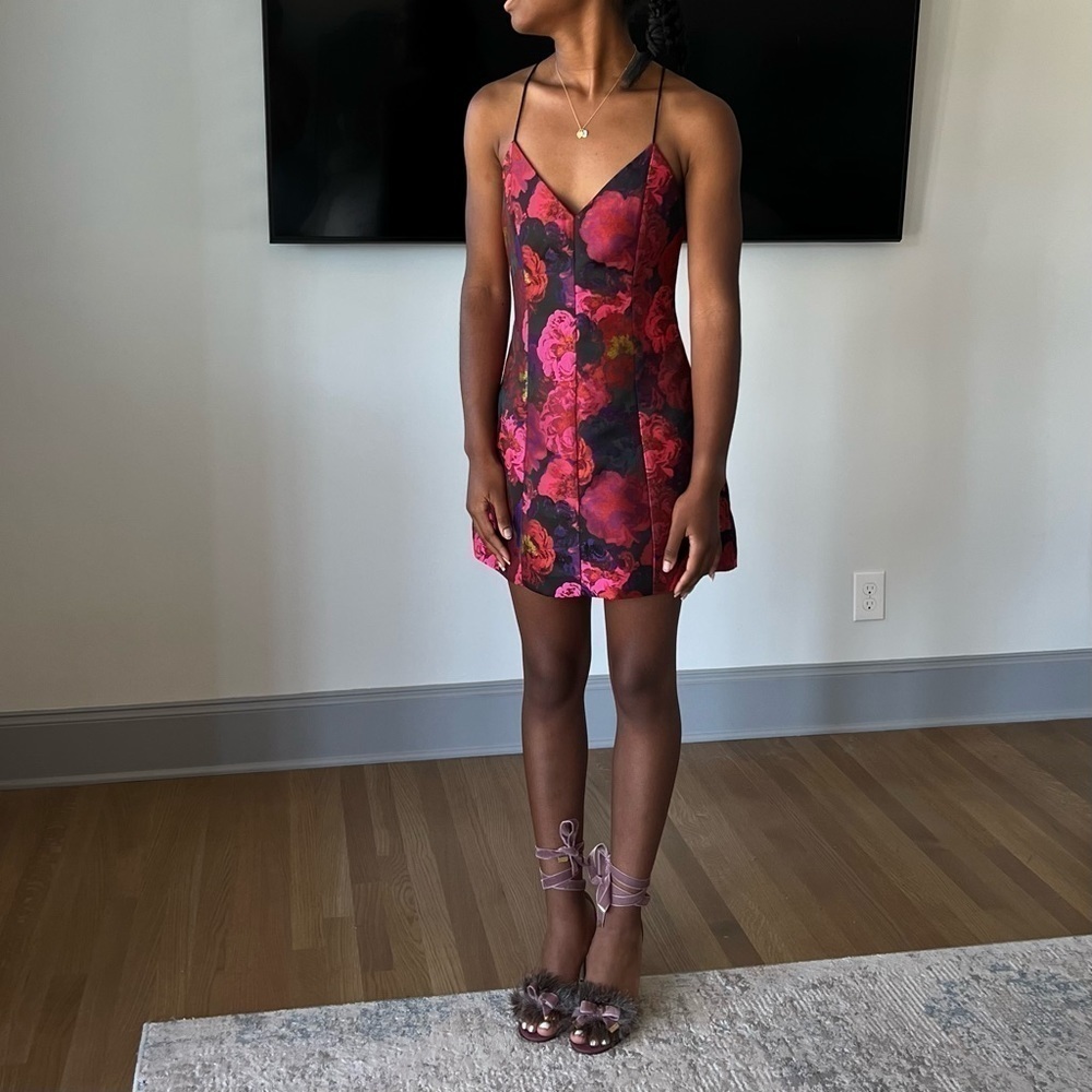 ALICE + OLIVIA TAYLA FLORAL MINI DRESS - Picture 5 of 16